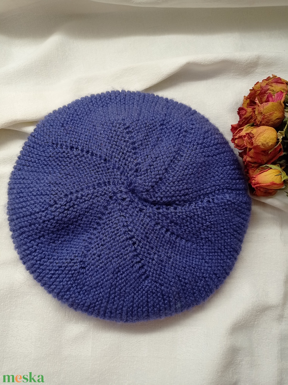 Franciás barett sapka, lila, vastag, meleg, kötött - ruha & divat - sál, sapka, kendő - vállkendő - Meska.hu