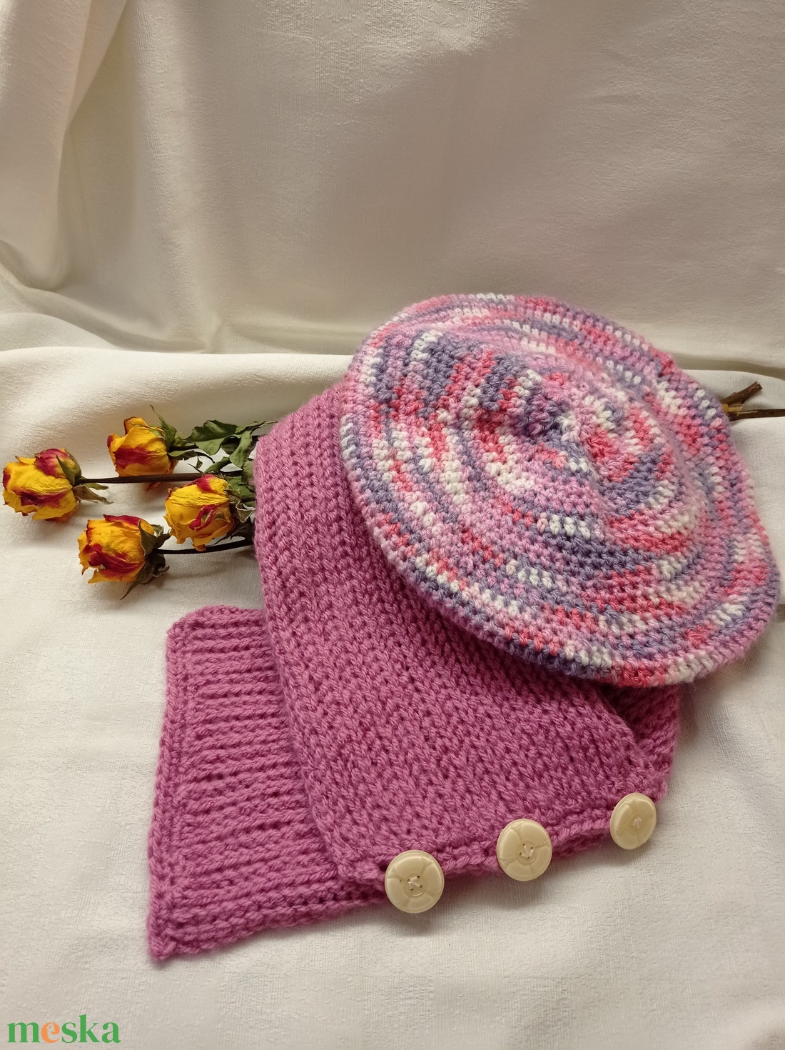 Horgolt sapka és sál  - ruha & divat - sál, sapka, kendő - sapka - Meska.hu