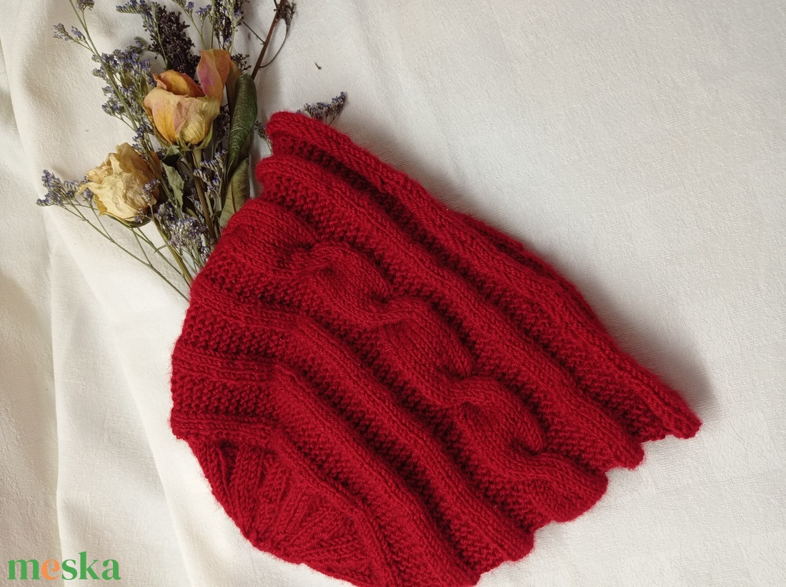 Sötét piros,meleg kötött, téli sapka  - ruha & divat - sál, sapka, kendő - sapka - Meska.hu