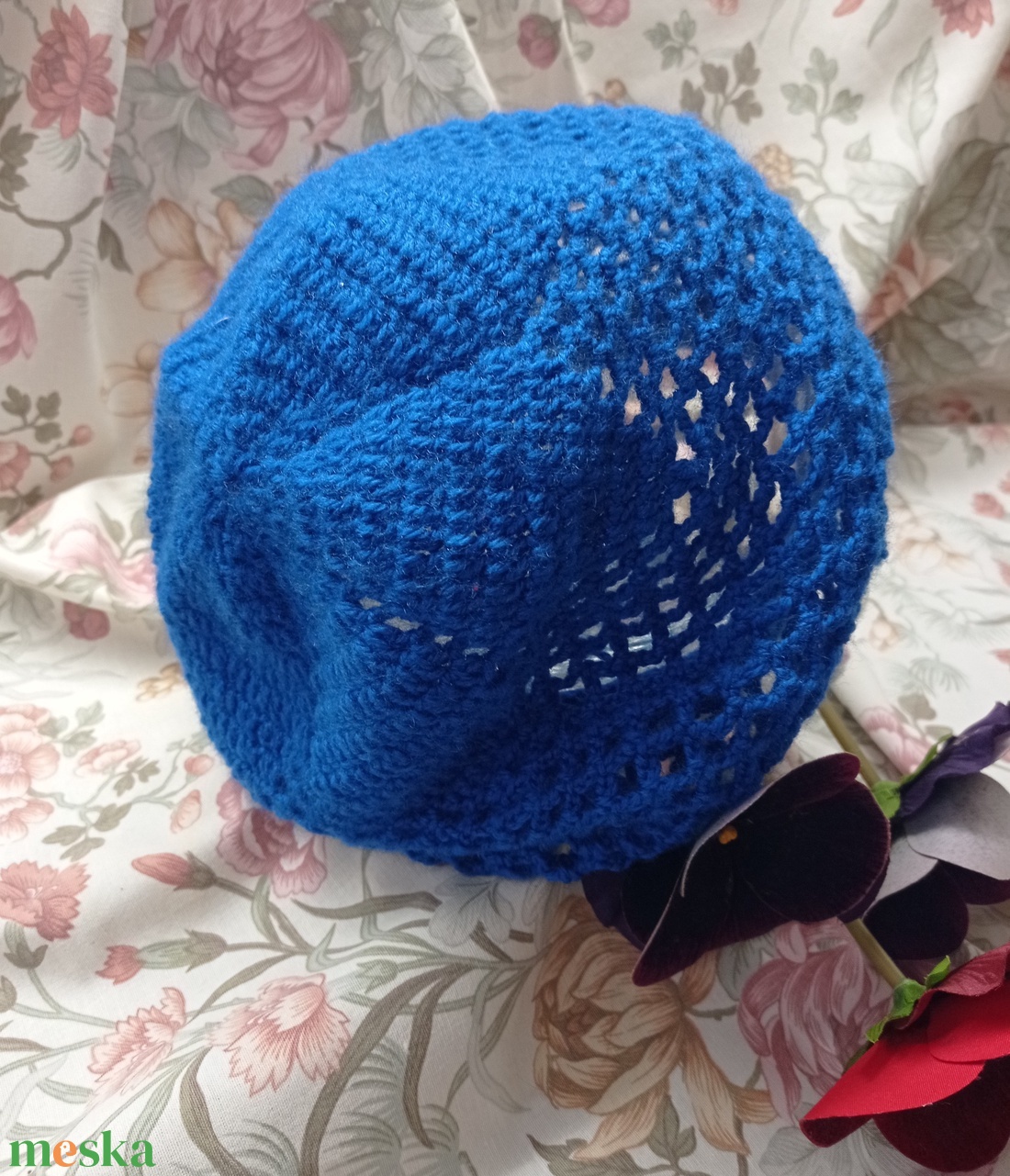 Királykék, horgolt háló sapka akril fonalból - ruha & divat - sál, sapka, kendő - sapka - Meska.hu Királykék, horgolt háló sapka akril fonalból - ruha & divat - sál, sapka, kendő - sapka - Meska.hu