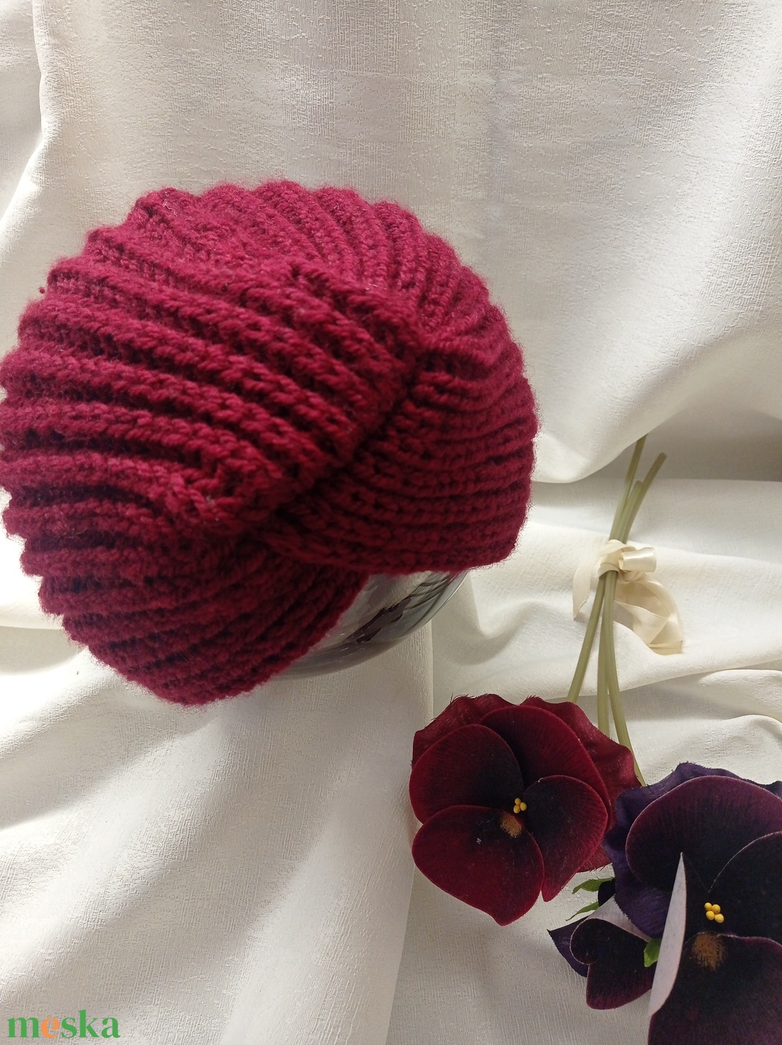 Bordo, meleg, téli, kötött turbán, sapka - ruha & divat - sál, sapka, kendő - sapka - Meska.hu Bordo, meleg, téli, kötött turbán, sapka - ruha & divat - sál, sapka, kendő - sapka - Meska.hu