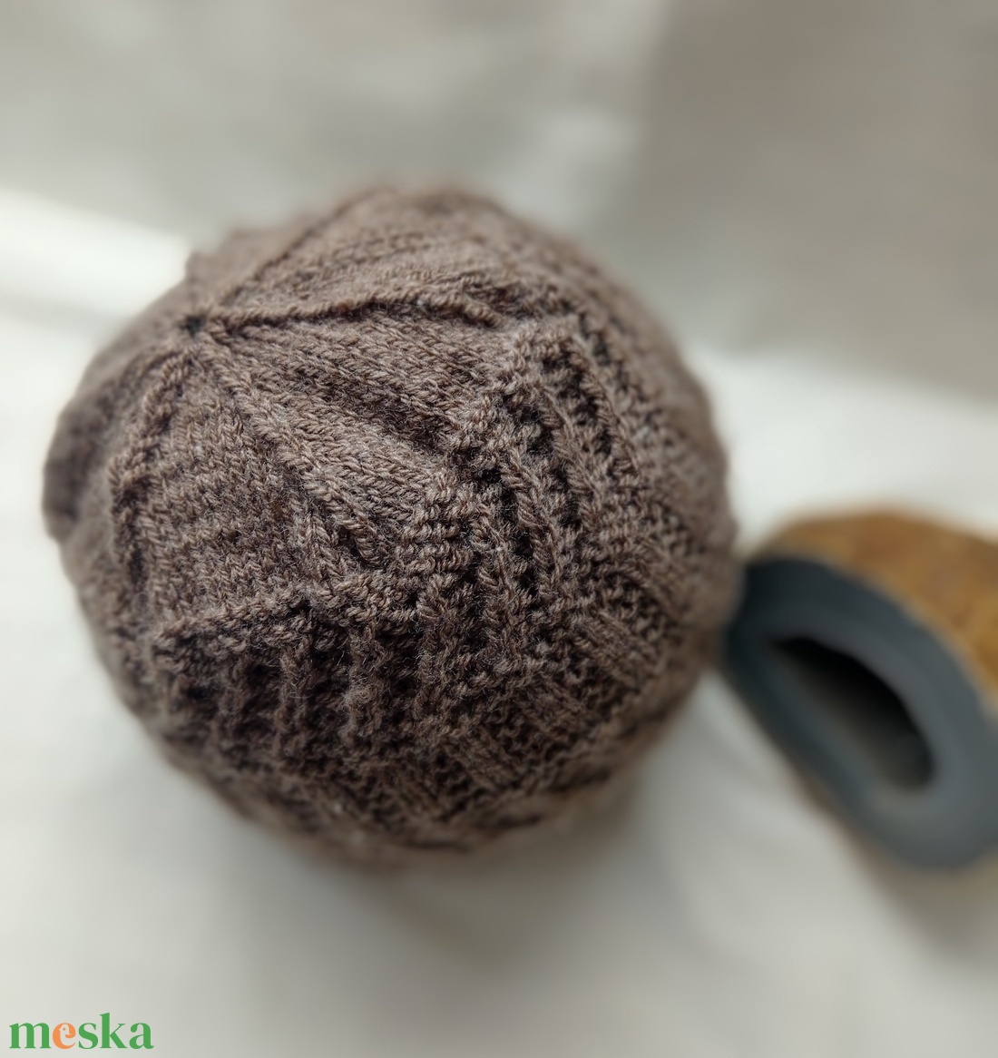 Barna  kötött sapka  akril szálból, férfi, női -  - Meska.hu