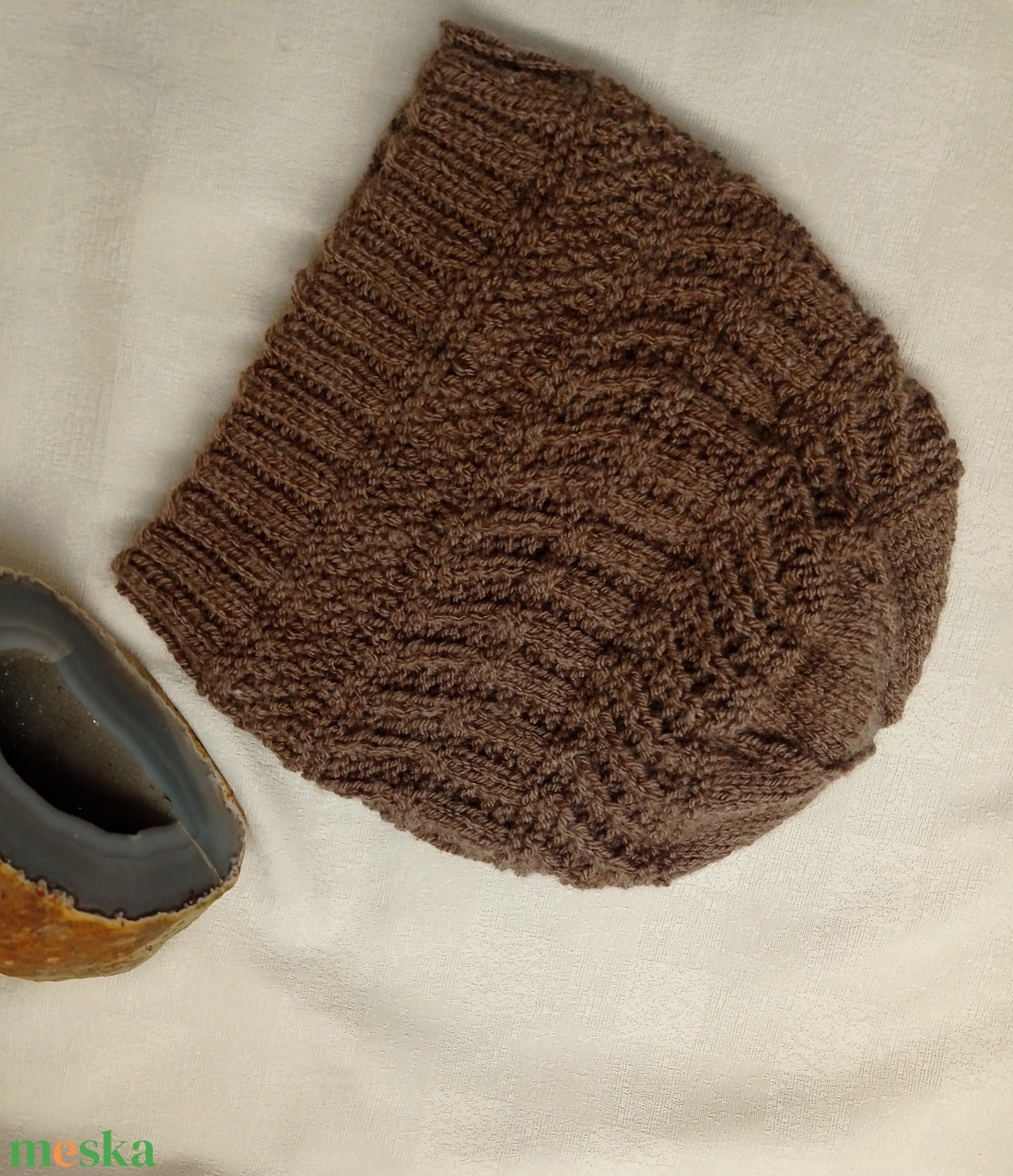 Barna  kötött sapka  akril szálból, férfi, női -  - Meska.hu