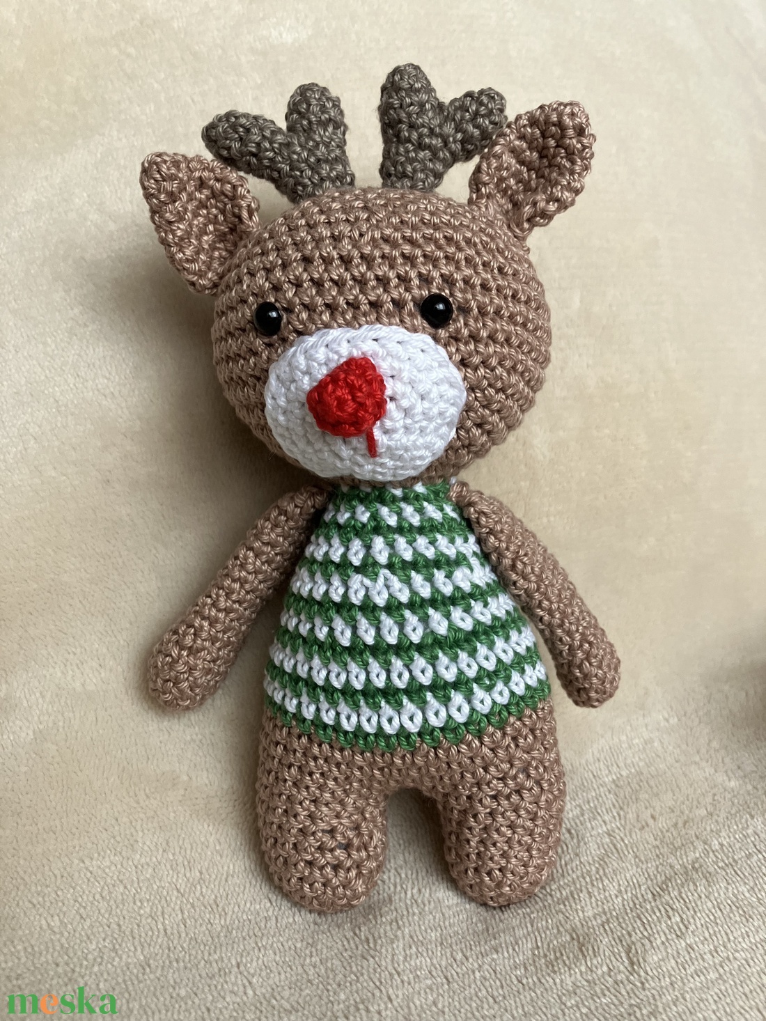Amigurumi horgolt rénszarvas - karácsony - karácsonyi lakásdekoráció - karácsonyi manók, figurák - Meska.hu