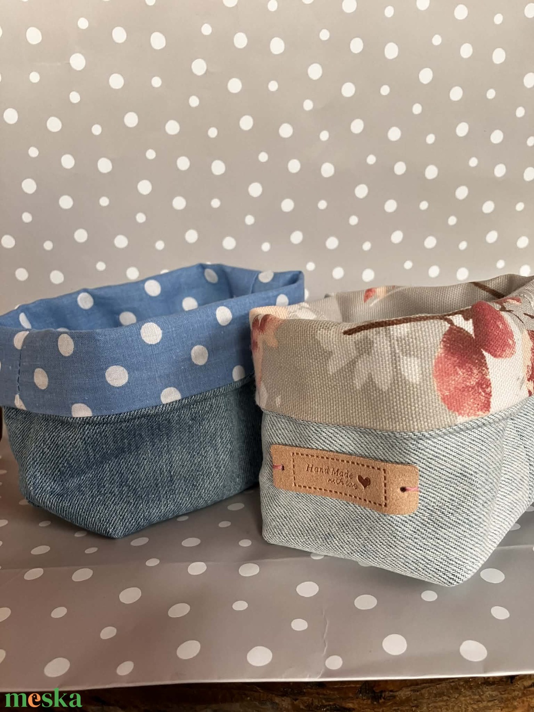 Textil mini tároló - otthon & életmód - tárolás & rendszerezés - tárolókosár - Meska.hu