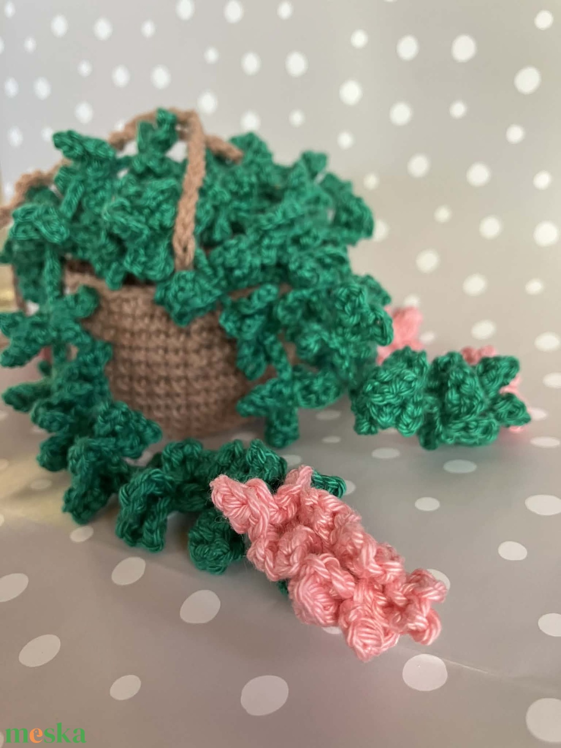 Horgolt virág cserépben akasztóval  -  - Meska.hu