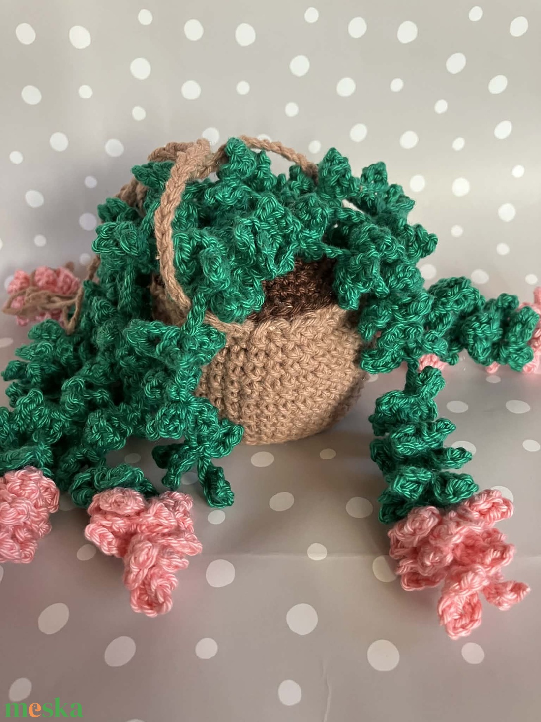 Horgolt virág cserépben akasztóval  -  - Meska.hu