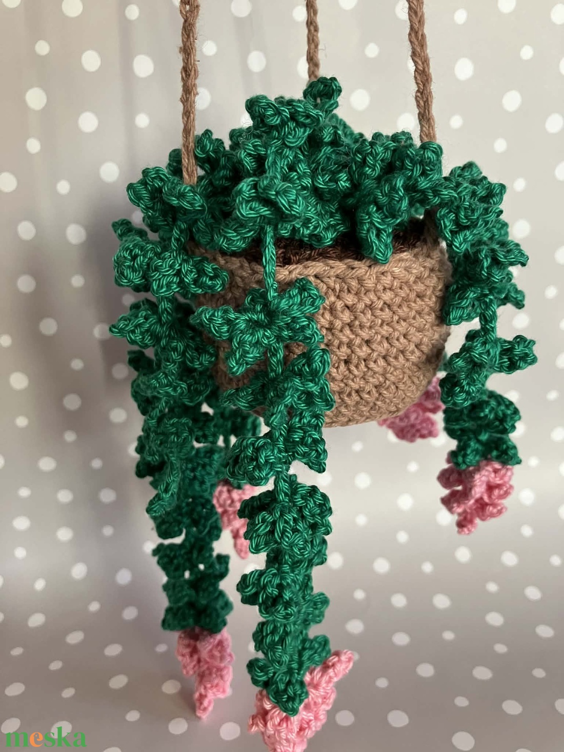 Horgolt virág cserépben akasztóval  -  - Meska.hu