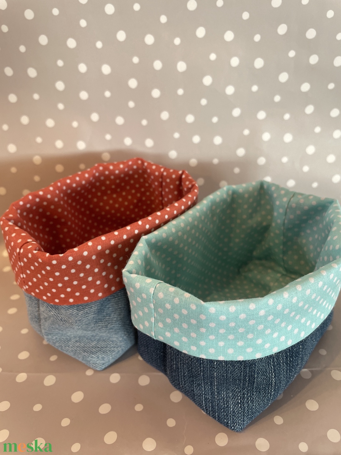 Textil mini tároló - otthon & életmód - tárolás & rendszerezés - tárolókosár - Meska.hu