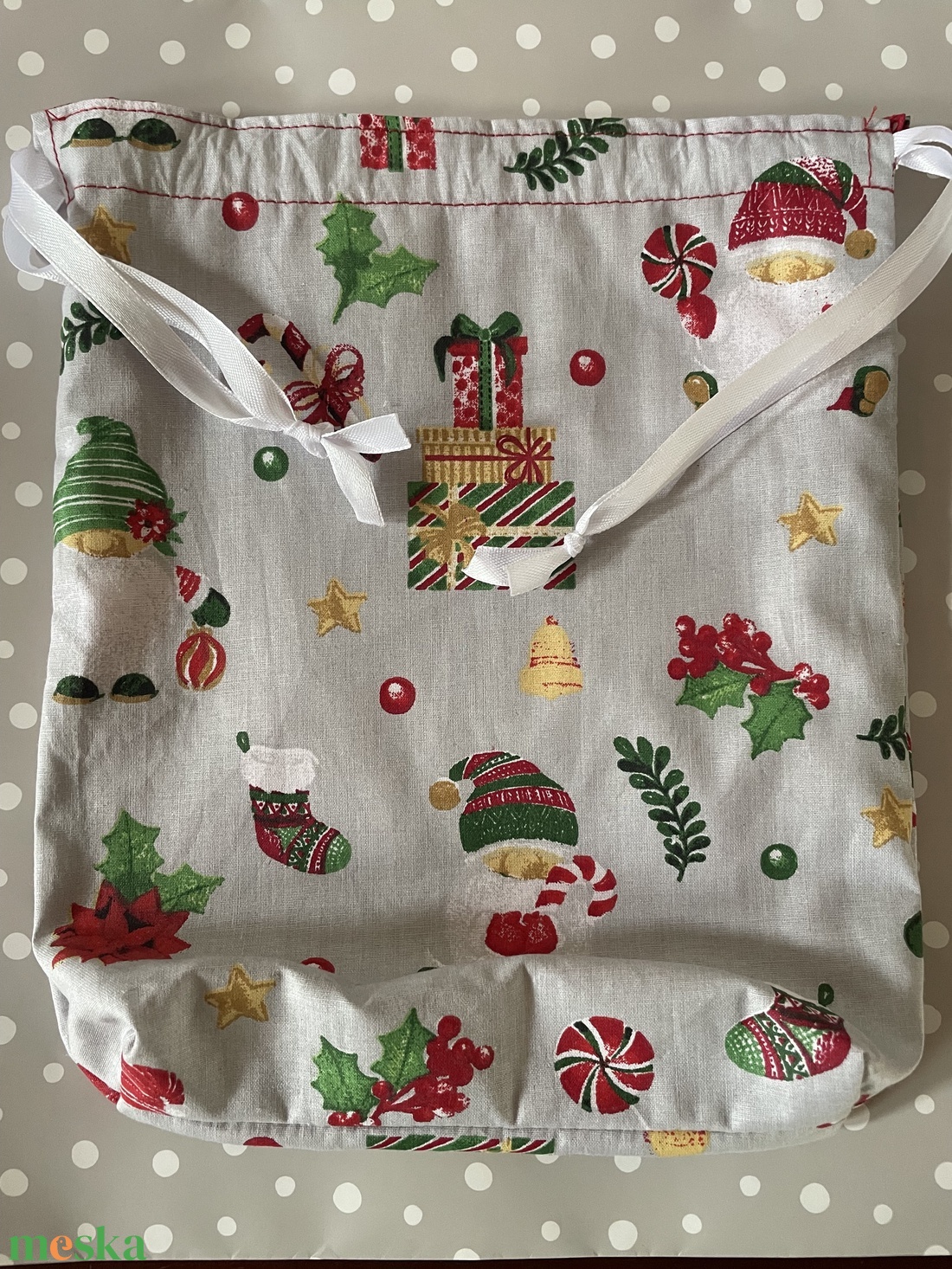 Textil Télapó zsák - karácsony - mikulás - mikulás zsák - Meska.hu