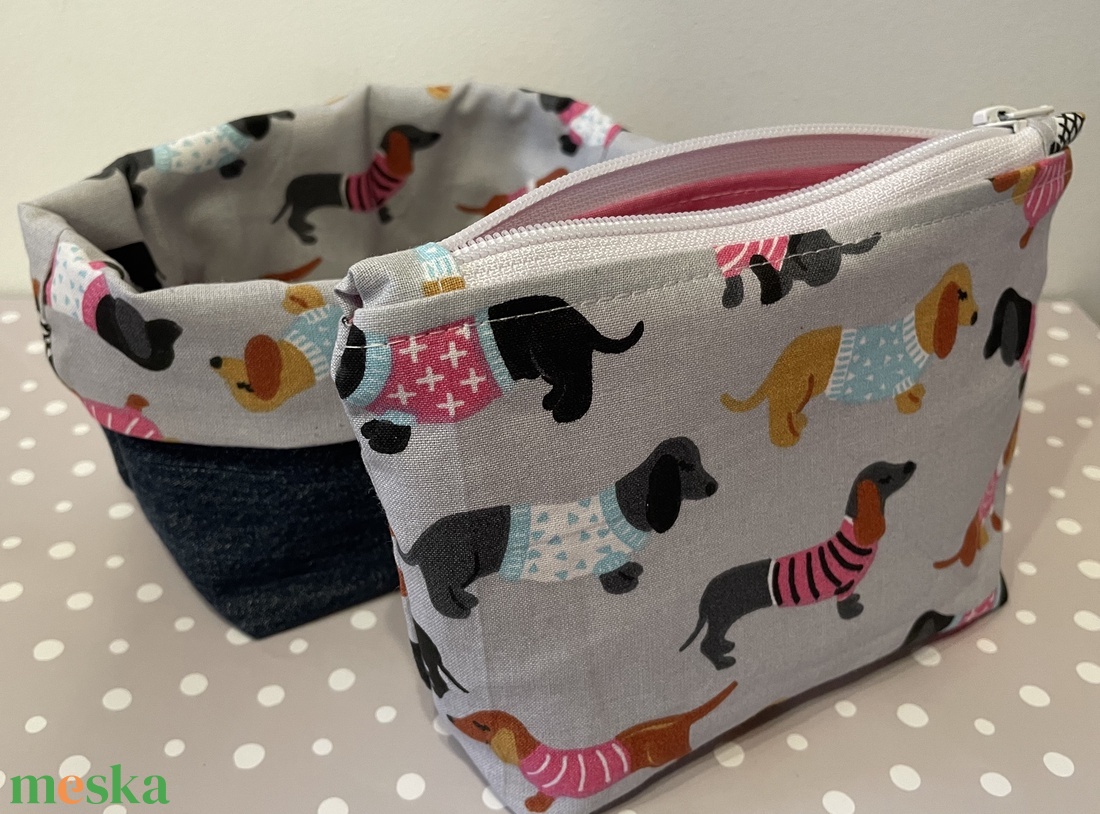 Textil pipere szett Tacsi mintával - táska & tok - bevásárlás & shopper táska - shopper, textiltáska, szatyor - Meska.hu