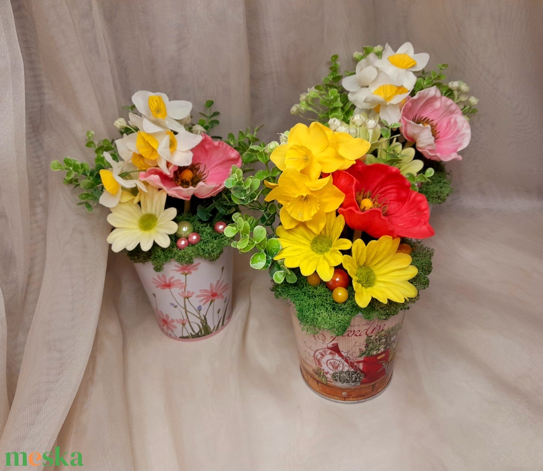 Virágos kert tavaszi asztaldísz  - otthon & életmód - dekoráció - asztal és polc dekoráció - asztaldísz - Meska.hu