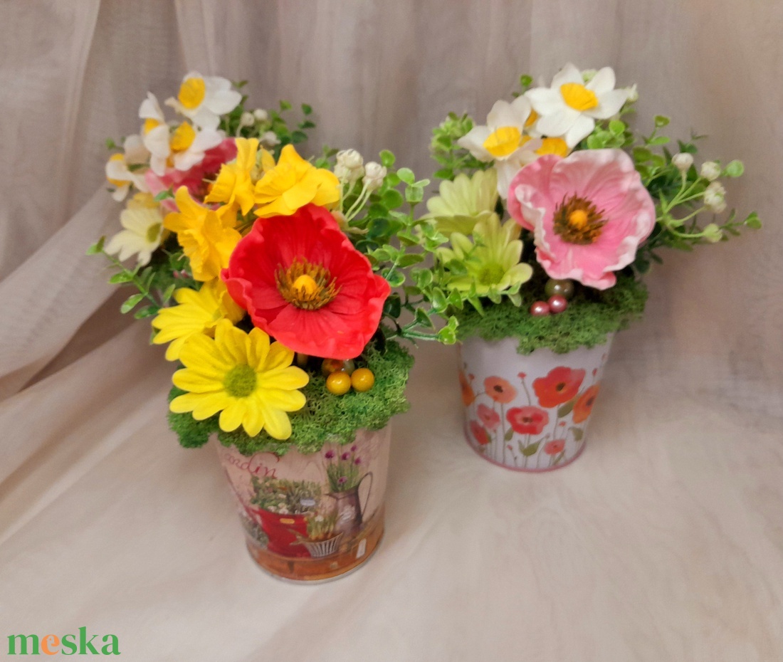 Virágos kert tavaszi asztaldísz  - otthon & életmód - dekoráció - asztal és polc dekoráció - asztaldísz - Meska.hu