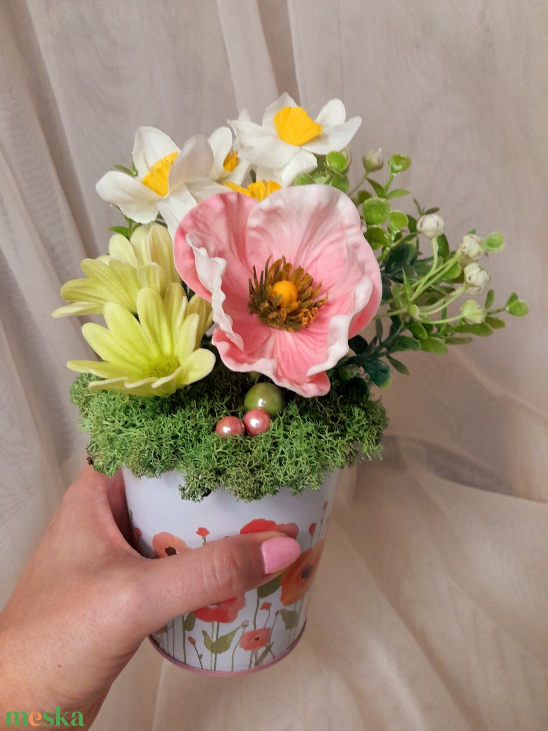 Virágos kert tavaszi asztaldísz  - otthon & életmód - dekoráció - asztal és polc dekoráció - asztaldísz - Meska.hu