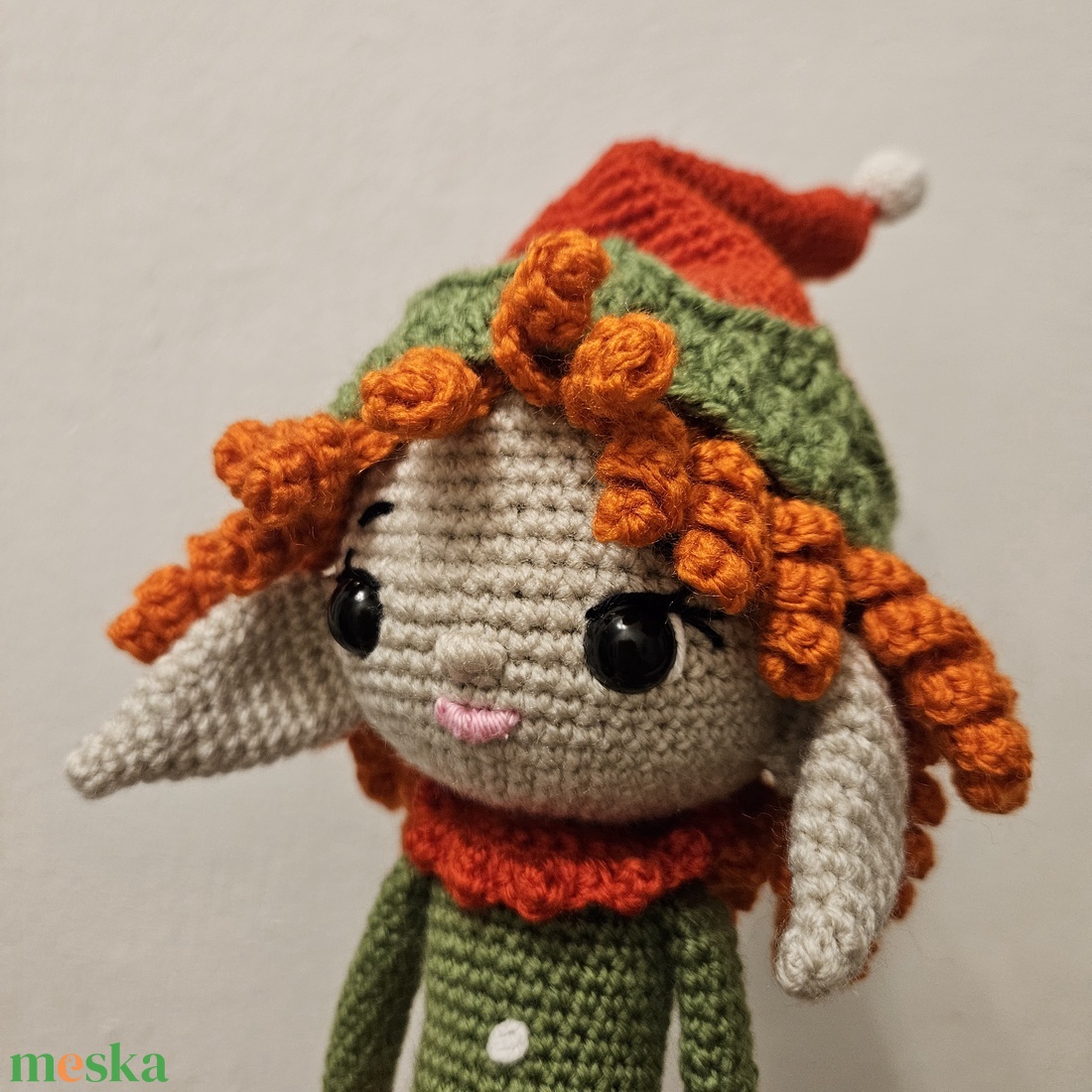 Karácsonyi manólány - horgolt figura - játék & sport - plüssállat & játékfigura - nyuszi - Meska.hu