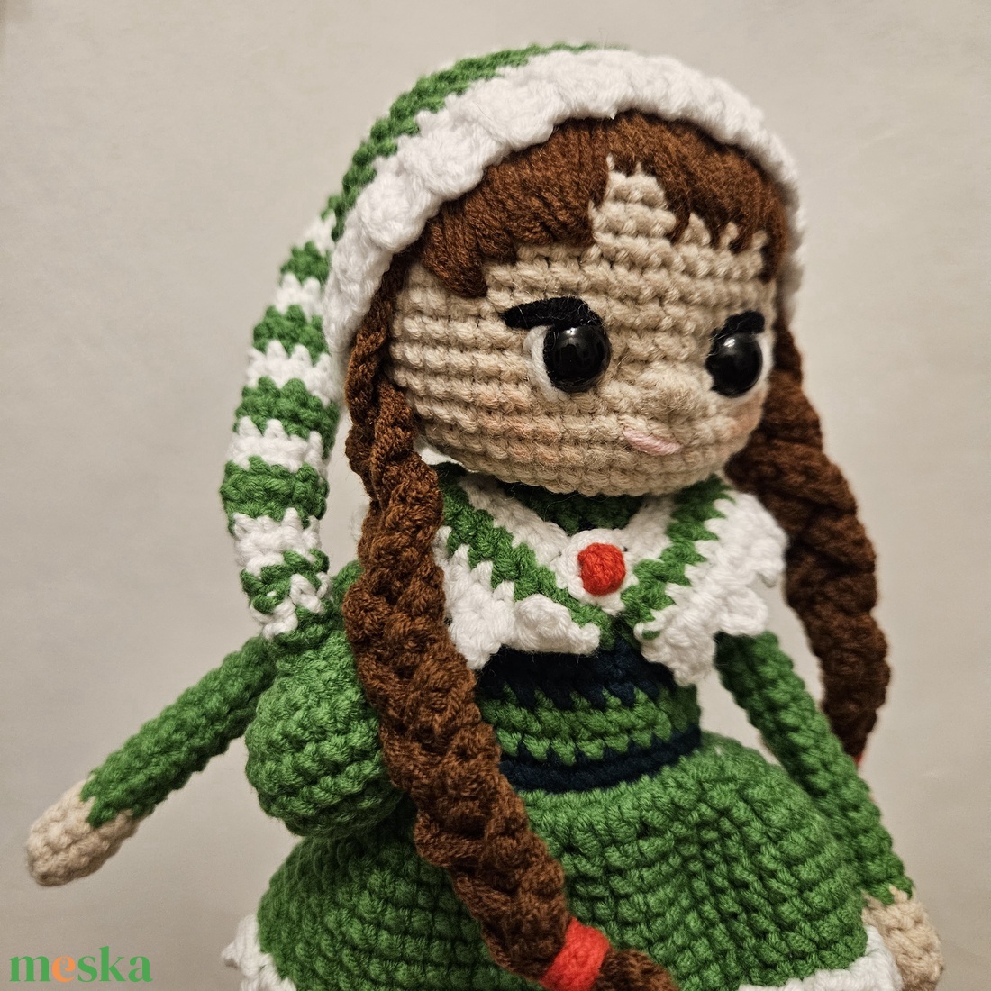 Karácsonyi manó lány - horgolt figurák - játék & sport - plüssállat & játékfigura - nyuszi - Meska.hu