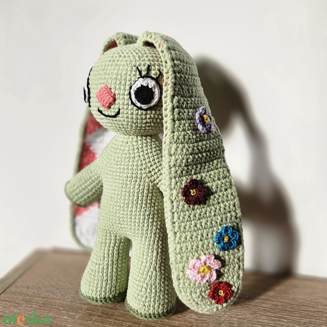 Hippi kockásfülű nyúl - horgolt játékfigura - játék & sport - plüssállat & játékfigura - nyuszi - Meska.hu