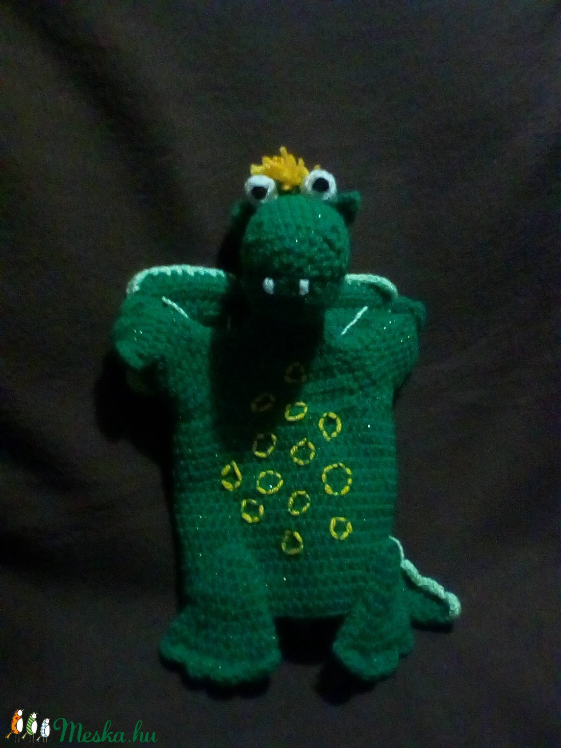 Süsü sárkány horgolt kesztyűbáb formában - játék & sport - bábok - kesztyűbáb - Meska.hu