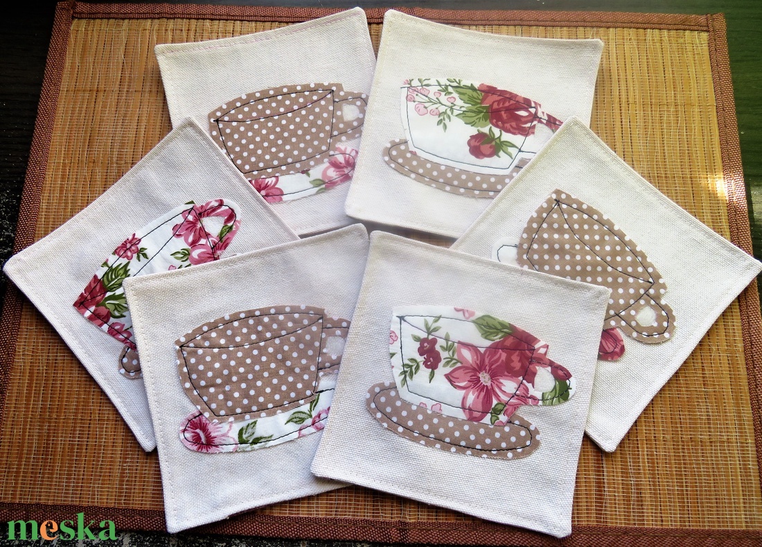 Textil pohár alátét  - otthon & életmód - konyhafelszerelés, tálalás - tálalás - tányér- és poháralátét - Meska.hu