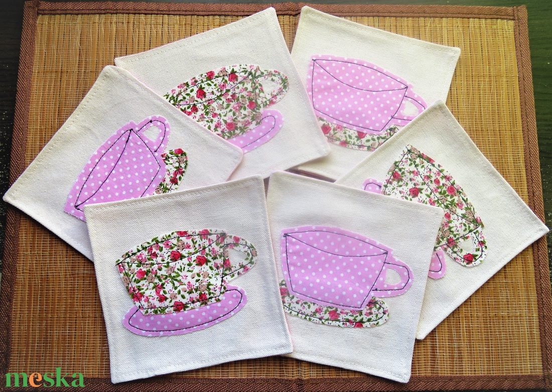 Textil pohár alátét  - otthon & életmód - konyhafelszerelés, tálalás - tálalás - tányér- és poháralátét - Meska.hu