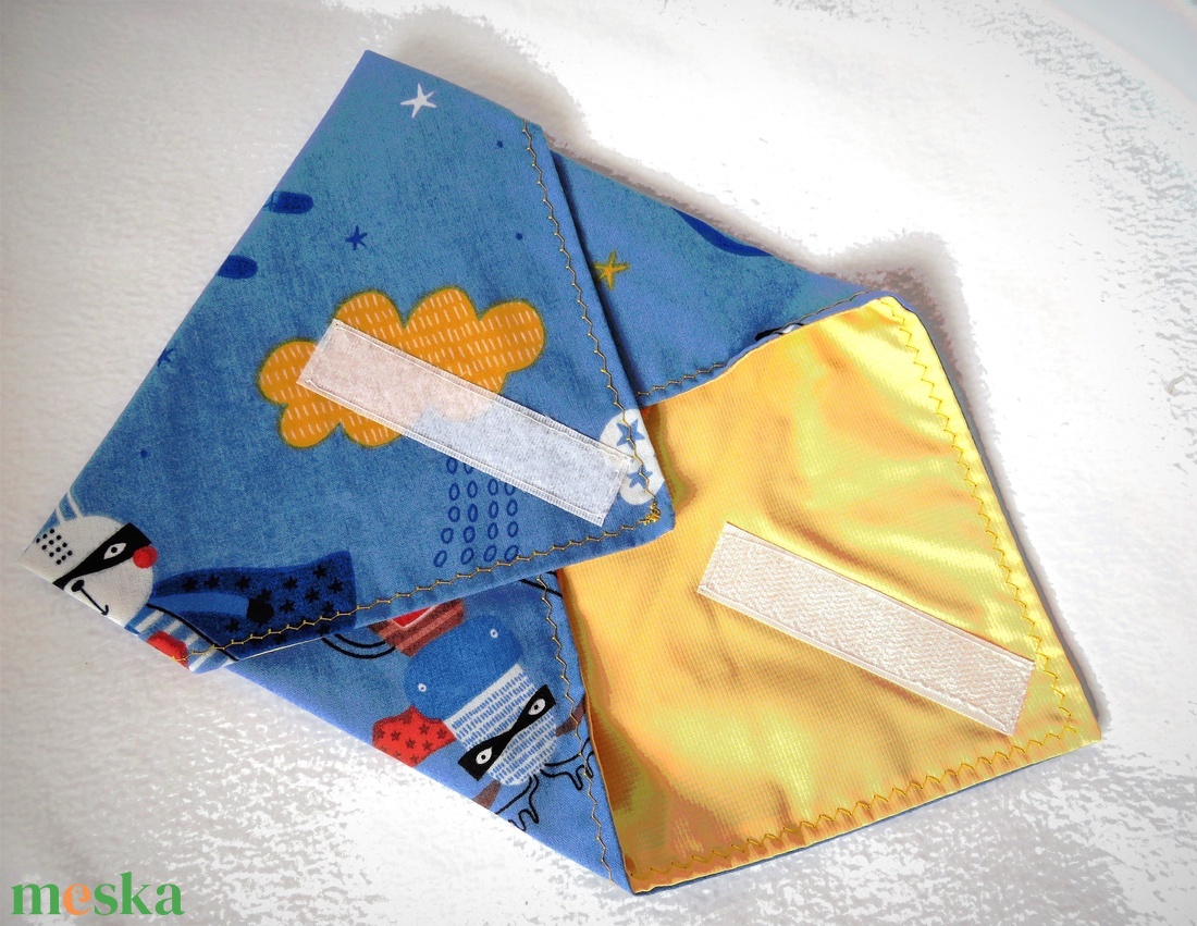 Gyermek szendvics csomagoló garnitúra színes vízhatlan belsővel- Szuperhős állatok  - táska & tok - uzsonna- & ebéd tartó - szendvics csomagoló - Meska.hu