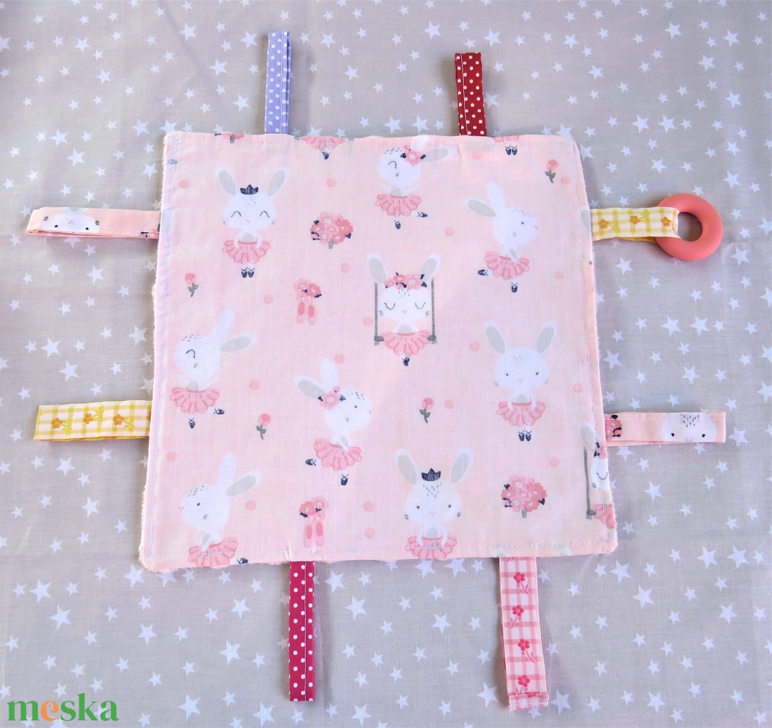 Játszókendő - balerina nyuszi rózsaszín minkyvel - játék & sport - 3 éves kor alattiaknak - alvóka & rongyi - Meska.hu