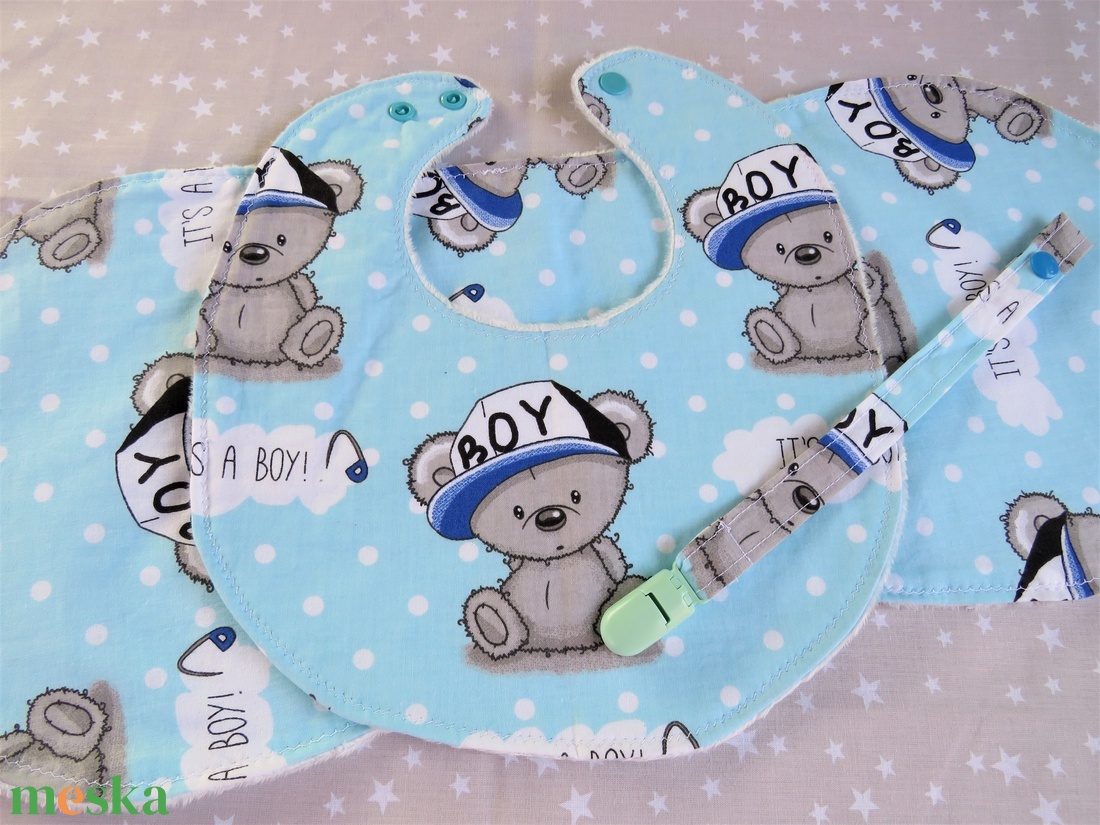 Babaköszöntő ajándékcsomag - Kék fiú mackós - játék & sport - babalátogató ajándékcsomag - Meska.hu