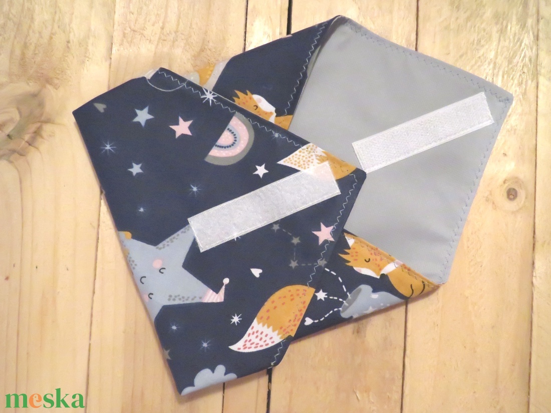 Gyermek szendvics csomagoló garnitúra színes vízhatlan belsővel - Jó éjt kis rókás - Akció! - táska & tok - uzsonna- & ebéd tartó - szendvics csomagoló - Meska.hu