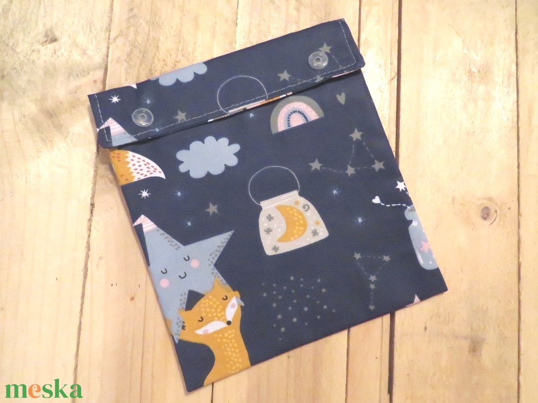 Gyermek szendvics csomagoló garnitúra színes vízhatlan belsővel - Jó éjt kis rókás - Akció! - táska & tok - uzsonna- & ebéd tartó - szendvics csomagoló - Meska.hu