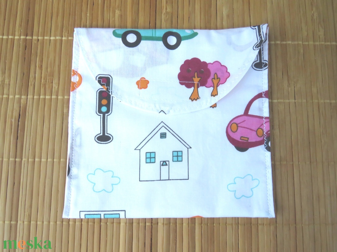 Újra szalvéta-tasak garnitúra - Színes autók - táska & tok - uzsonna- & ebéd tartó - szendvics csomagoló - Meska.hu