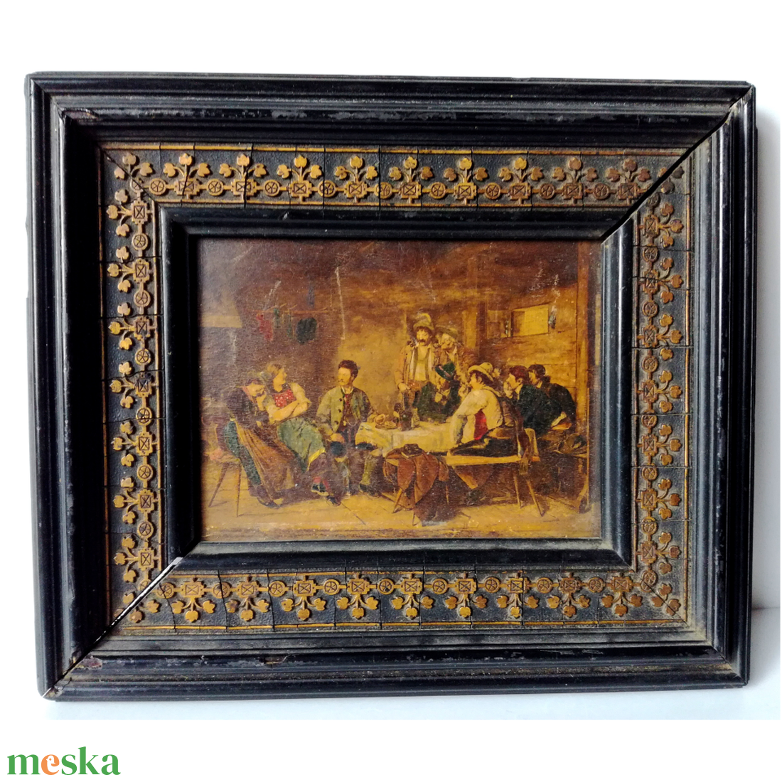 Lánykérés, 100 éves antik olajnyomat - művészet - festmény - olajfestmény - Meska.hu