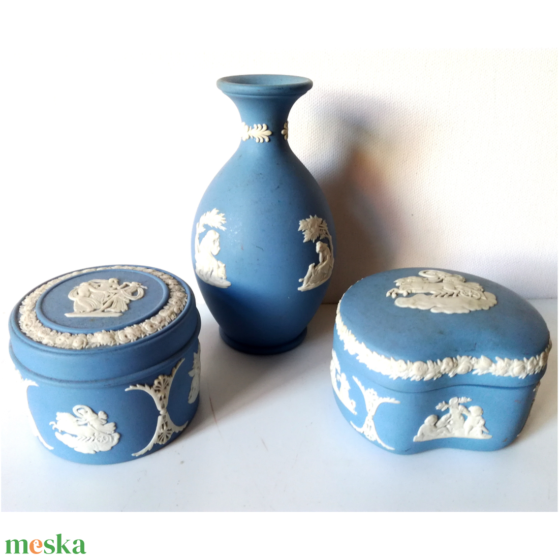 Vintage Wedgwood porcelán bombonierek és miniváza - otthon & életmód - dekoráció - asztal és polc dekoráció - dekorációs tál, tartó - Meska.hu