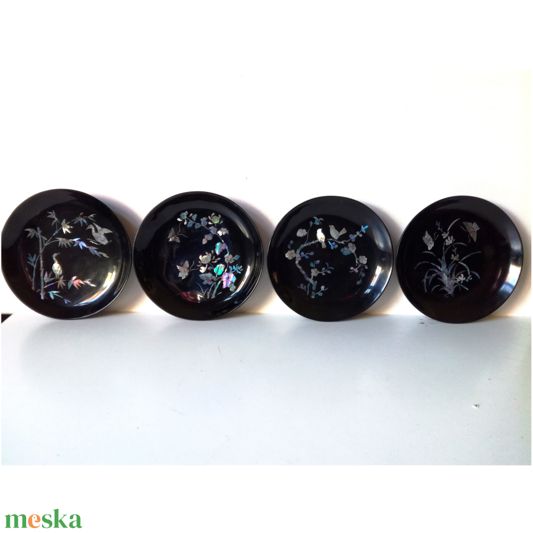 Vintage koreai kagyló berakásos 4 részes tálka készlet - otthon & életmód - dekoráció - kép & falikép - több részes kép - Meska.hu