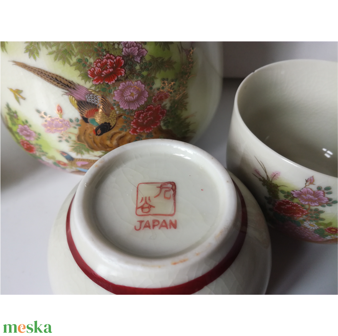 Aranyozott festett Japán teáskészlet - otthon & életmód - konyhafelszerelés, tálalás - tálalás - teás- és kávés pohár, készlet - Meska.hu