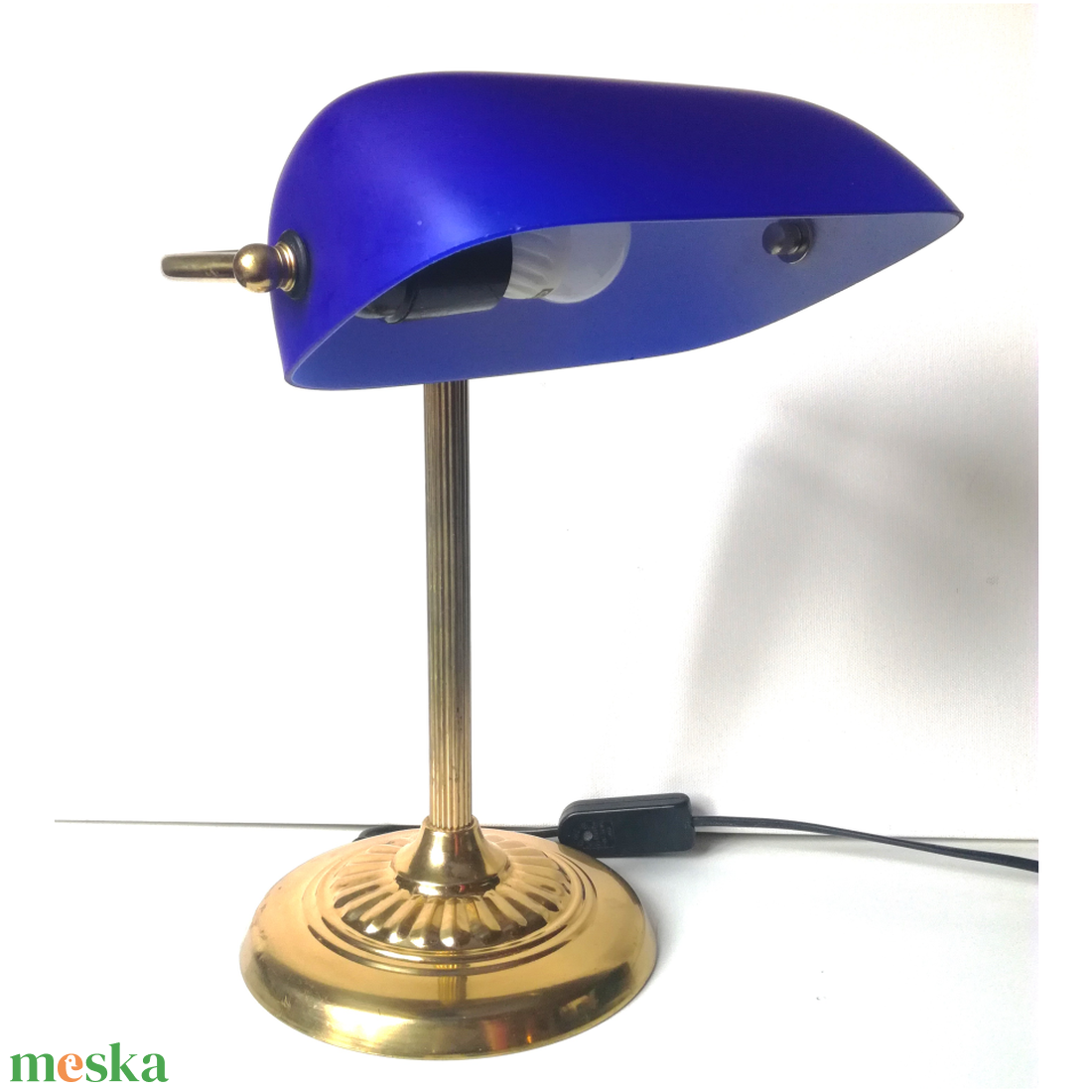 Retro kék bankárlámpa - otthon & életmód - lámpa - hangulatlámpa - Meska.hu