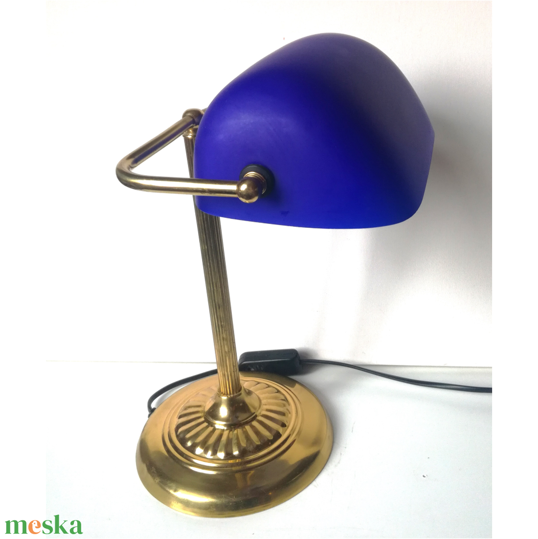 Retro kék bankárlámpa - otthon & életmód - lámpa - hangulatlámpa - Meska.hu