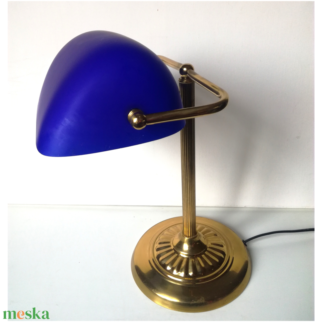 Retro kék bankárlámpa - otthon & életmód - lámpa - hangulatlámpa - Meska.hu