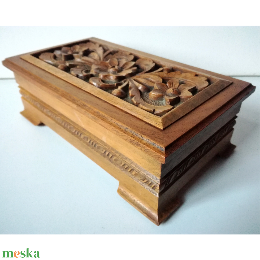 Faragott diófa kincses ládikó ékszertartó doboz - otthon & életmód - dekoráció - asztal és polc dekoráció - díszdoboz - Meska.hu