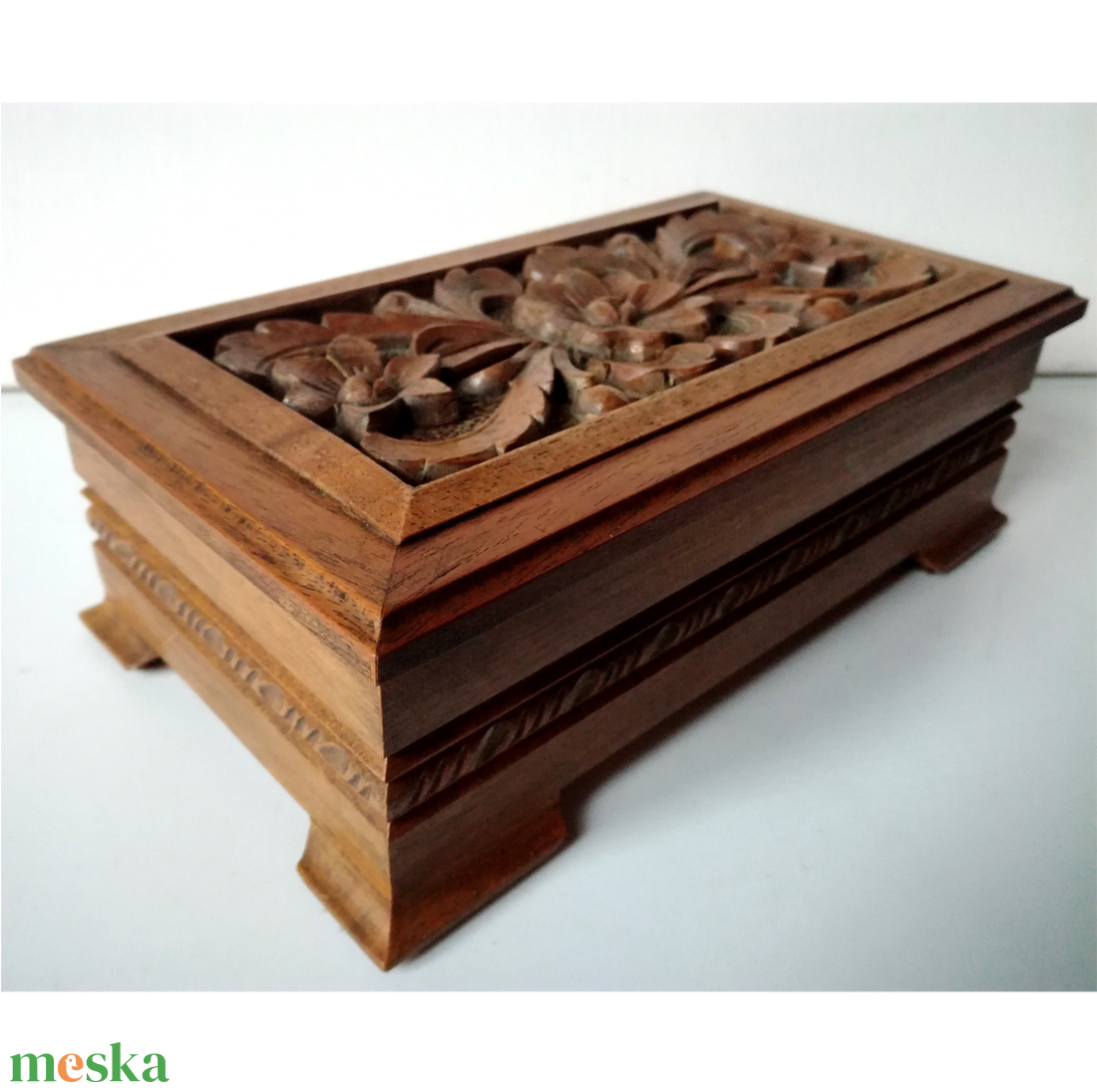 Faragott diófa kincses ládikó ékszertartó doboz - otthon & életmód - dekoráció - asztal és polc dekoráció - díszdoboz - Meska.hu