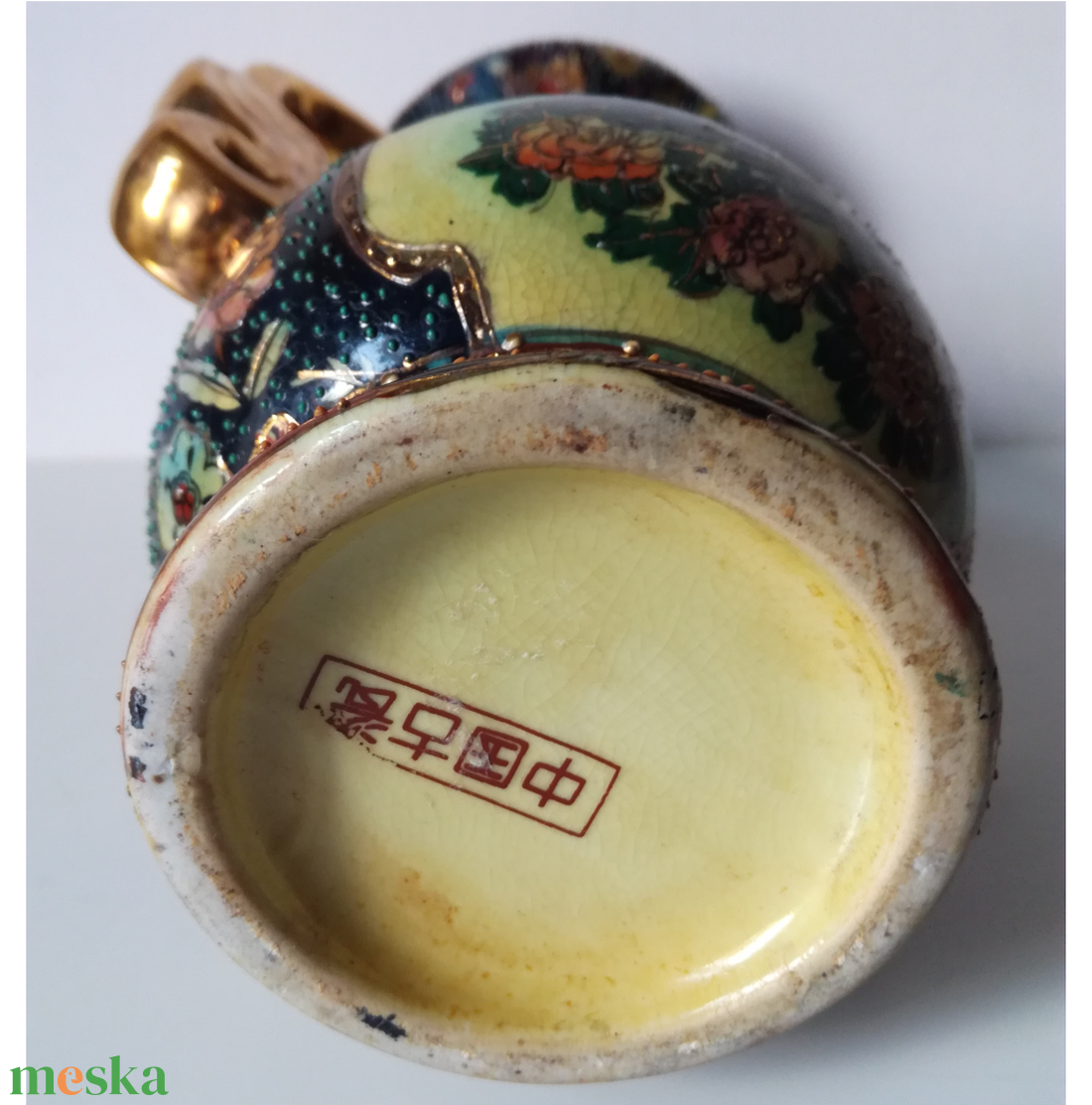 Vintage kézzel festett kínai Satsuma porcelán váza - otthon & életmód - dekoráció - virágdísz és tartó - váza - Meska.hu