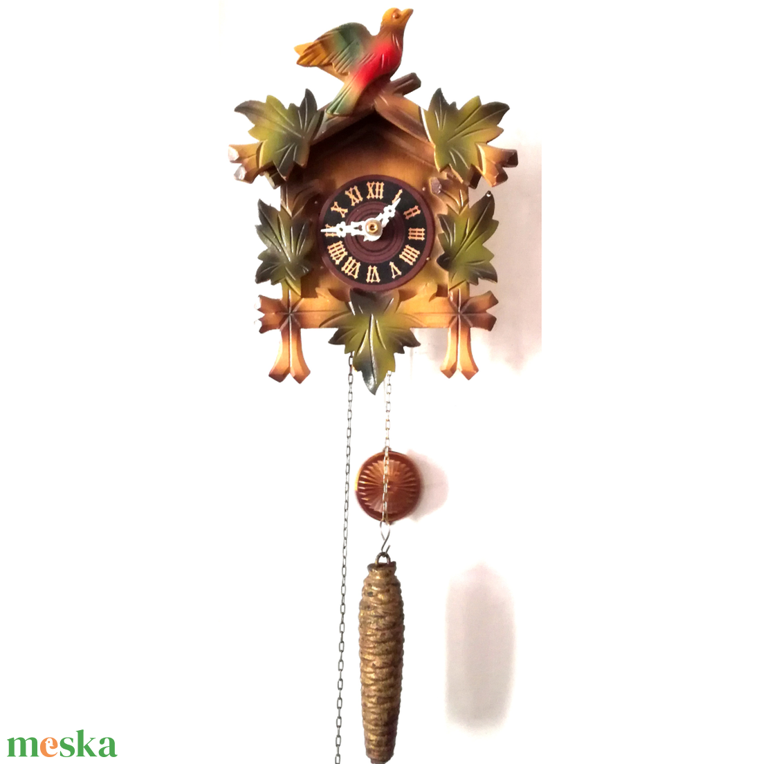 Gyönyörű faragott festett Schwarzwaldi néma kakukkos óra - otthon & életmód - dekoráció - fali és függő dekoráció - falióra & óra - Meska.hu