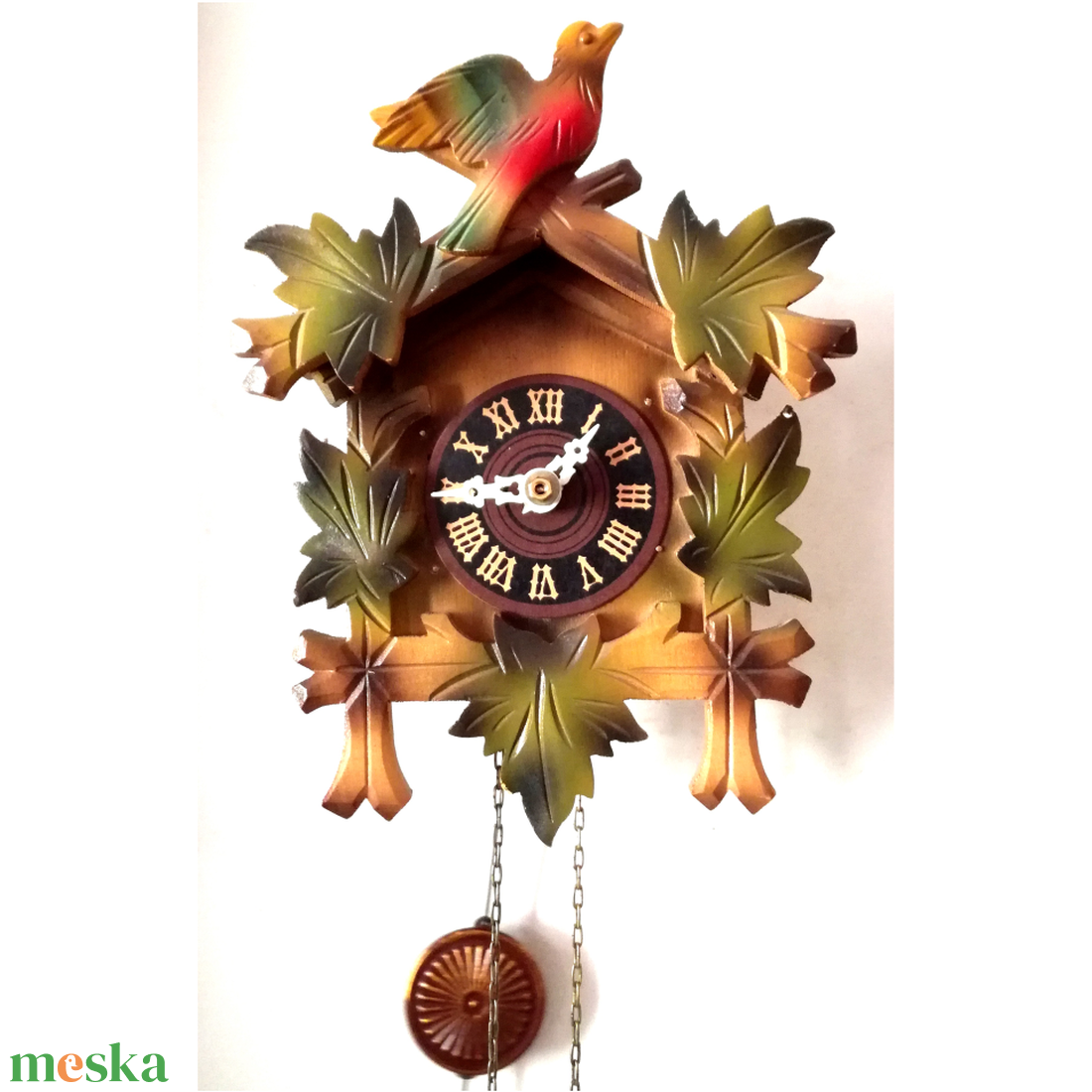 Gyönyörű faragott festett Schwarzwaldi néma kakukkos óra - otthon & életmód - dekoráció - fali és függő dekoráció - falióra & óra - Meska.hu