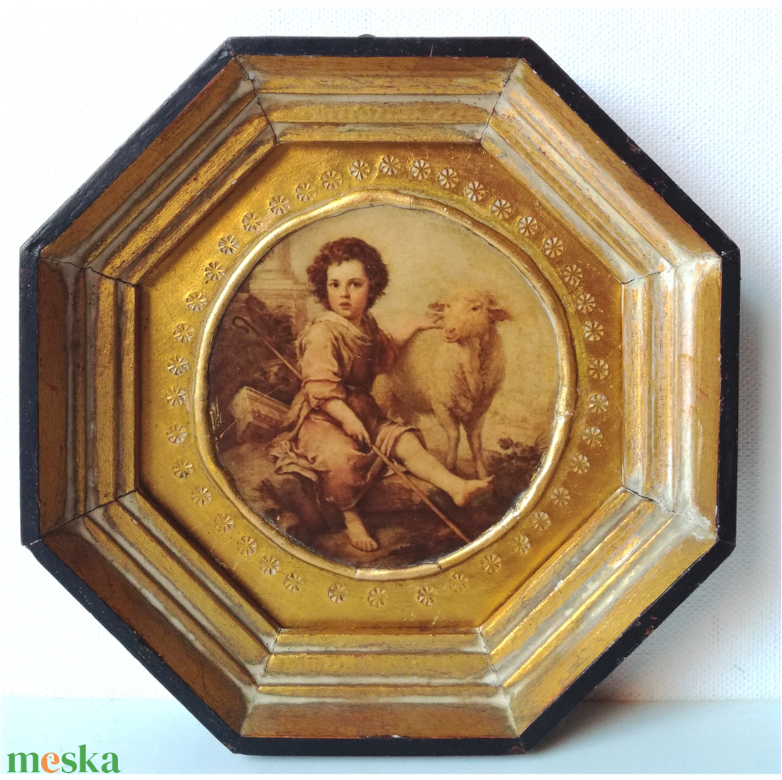 A jó pásztor, Bartolomeo Murillo festménye antik litográfián - otthon & életmód - dekoráció - kép & falikép - kép & falikép - Meska.hu