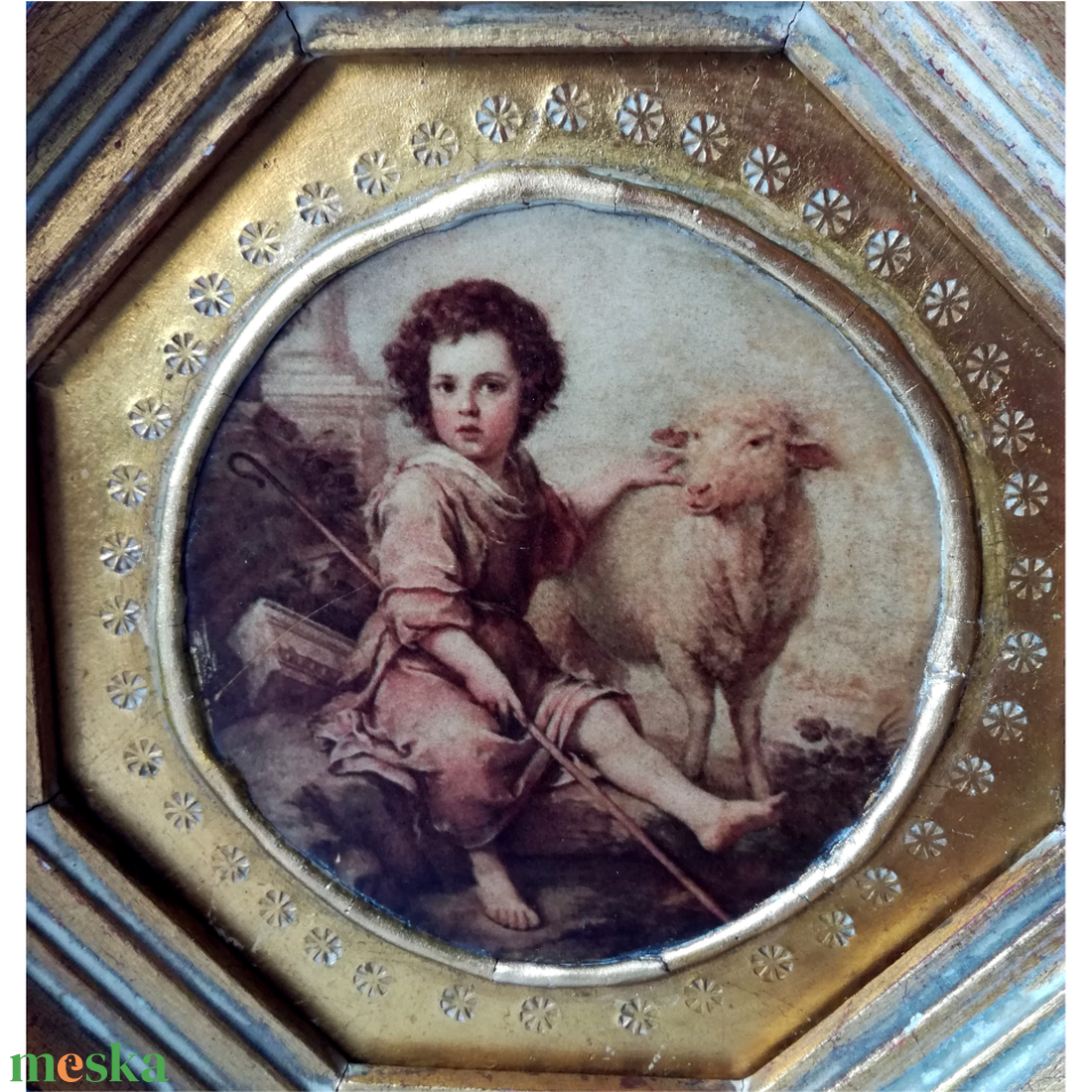 A jó pásztor, Bartolomeo Murillo festménye antik litográfián - otthon & életmód - dekoráció - kép & falikép - kép & falikép - Meska.hu