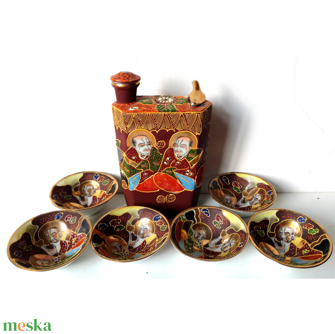 Antik Japán Satsuma porcelán szakés készlet - otthon & életmód - konyhafelszerelés, tálalás - tálalás - pálinkás poharak, szettek - Meska.hu Antik Japán Satsuma porcelán szakés készlet - otthon & életmód - konyhafelszerelés, tálalás - tálalás - pálinkás poharak, szettek - Meska.hu