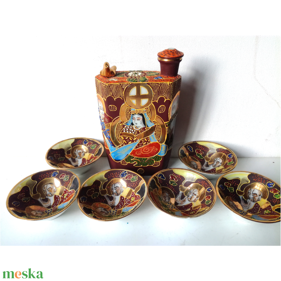 Antik Japán Satsuma porcelán szakés készlet - otthon & életmód - konyhafelszerelés, tálalás - tálalás - pálinkás poharak, szettek - Meska.hu Antik Japán Satsuma porcelán szakés készlet - otthon & életmód - konyhafelszerelés, tálalás - tálalás - pálinkás poharak, szettek - Meska.hu