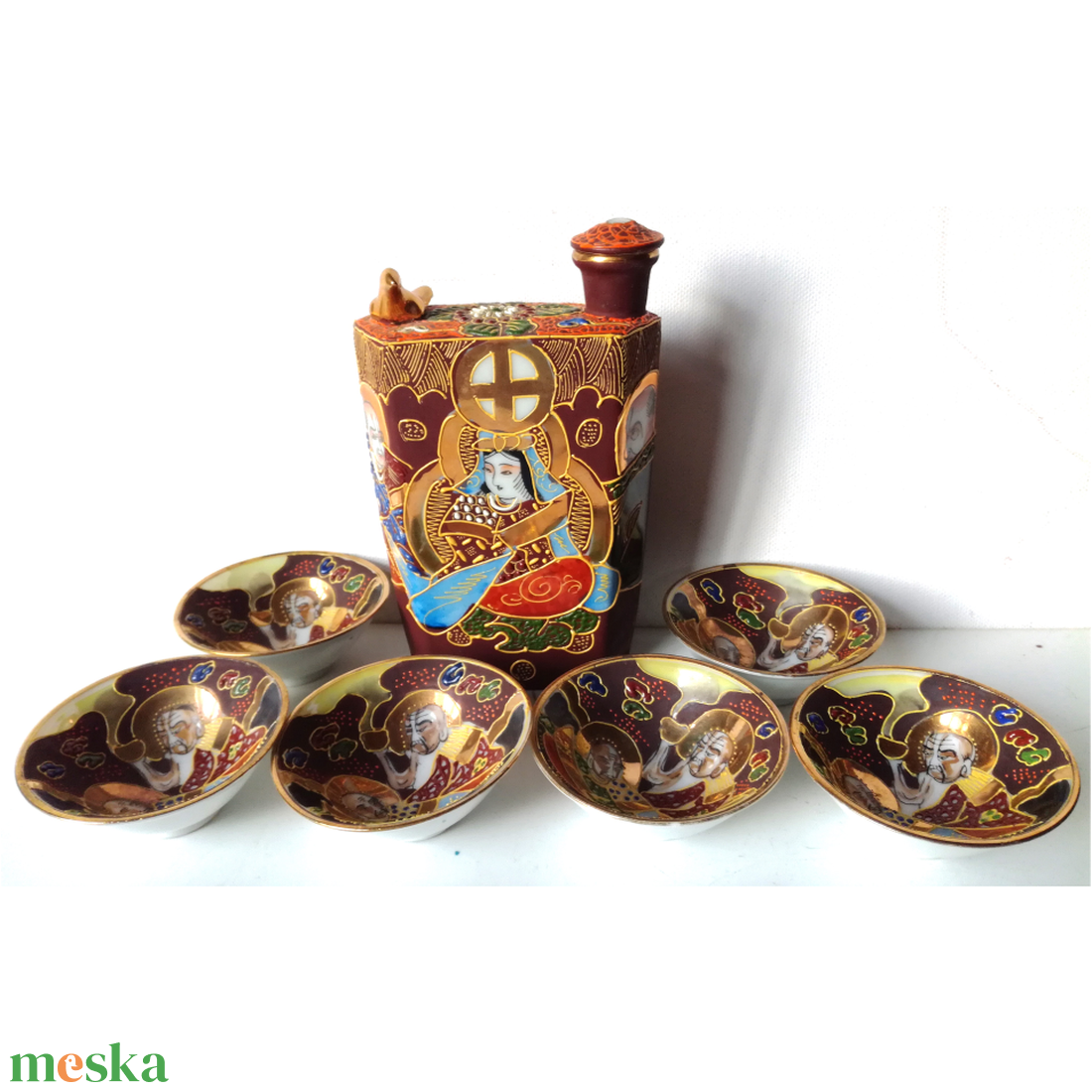 Antik Japán Satsuma porcelán szakés készlet - otthon & életmód - konyhafelszerelés, tálalás - tálalás - pálinkás poharak, szettek - Meska.hu Antik Japán Satsuma porcelán szakés készlet - otthon & életmód - konyhafelszerelés, tálalás - tálalás - pálinkás poharak, szettek - Meska.hu