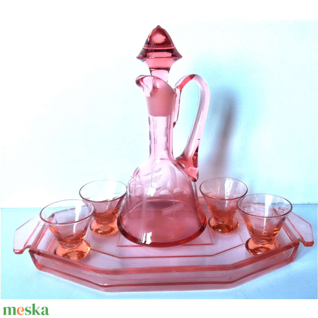 Kézzel készült antik pink színű likőrös készlet - otthon & életmód - konyhafelszerelés, tálalás - tálalás - pálinkás poharak, szettek - Meska.hu Kézzel készült antik pink színű likőrös készlet - otthon & életmód - konyhafelszerelés, tálalás - tálalás - pálinkás poharak, szettek - Meska.hu