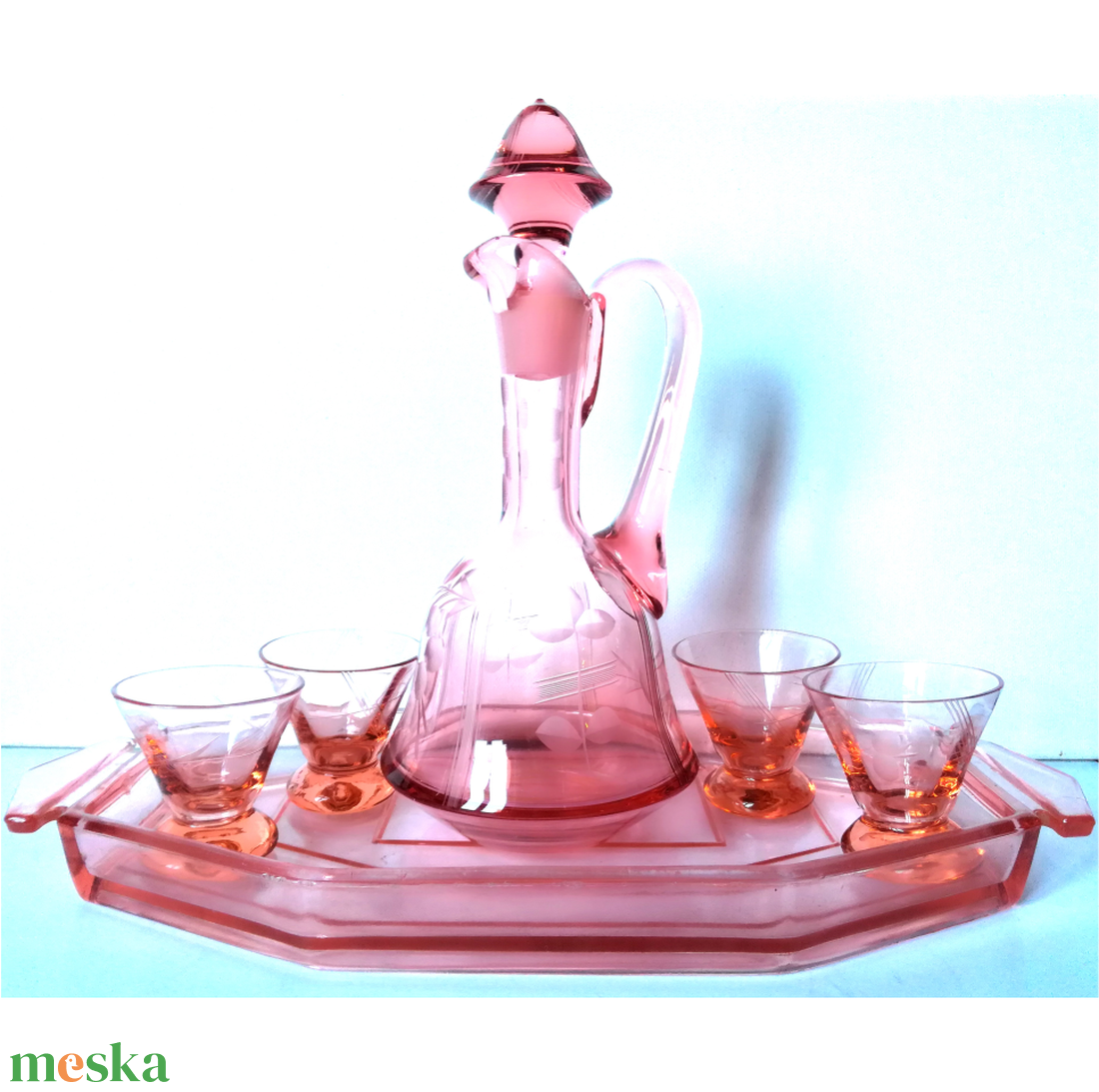 Kézzel készült antik pink színű likőrös készlet - otthon & életmód - konyhafelszerelés, tálalás - tálalás - pálinkás poharak, szettek - Meska.hu Kézzel készült antik pink színű likőrös készlet - otthon & életmód - konyhafelszerelés, tálalás - tálalás - pálinkás poharak, szettek - Meska.hu
