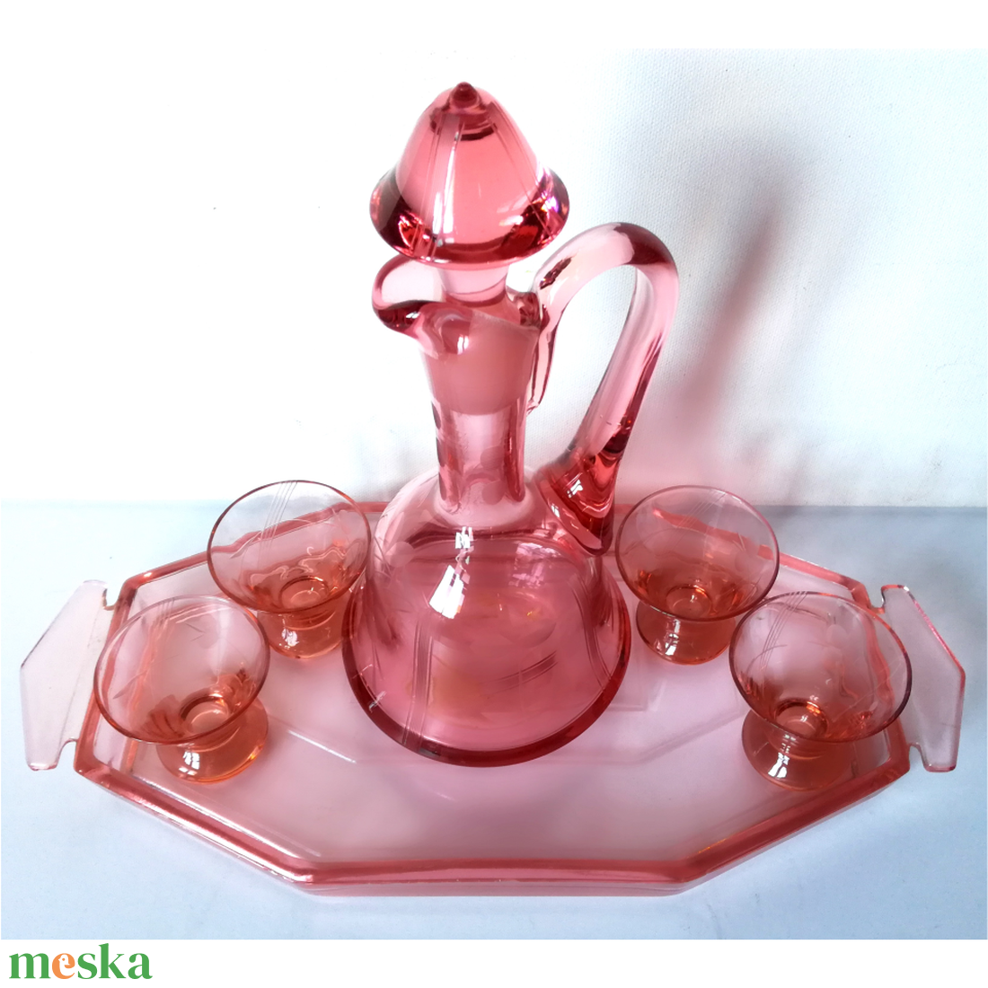 Kézzel készült antik pink színű likőrös készlet - otthon & életmód - konyhafelszerelés, tálalás - tálalás - pálinkás poharak, szettek - Meska.hu Kézzel készült antik pink színű likőrös készlet - otthon & életmód - konyhafelszerelés, tálalás - tálalás - pálinkás poharak, szettek - Meska.hu